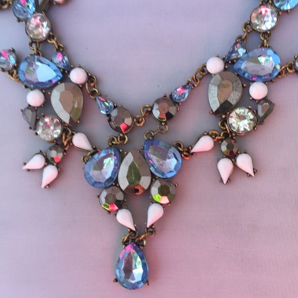 New! Blue/White Statement Necklace - Picture 2 of 5